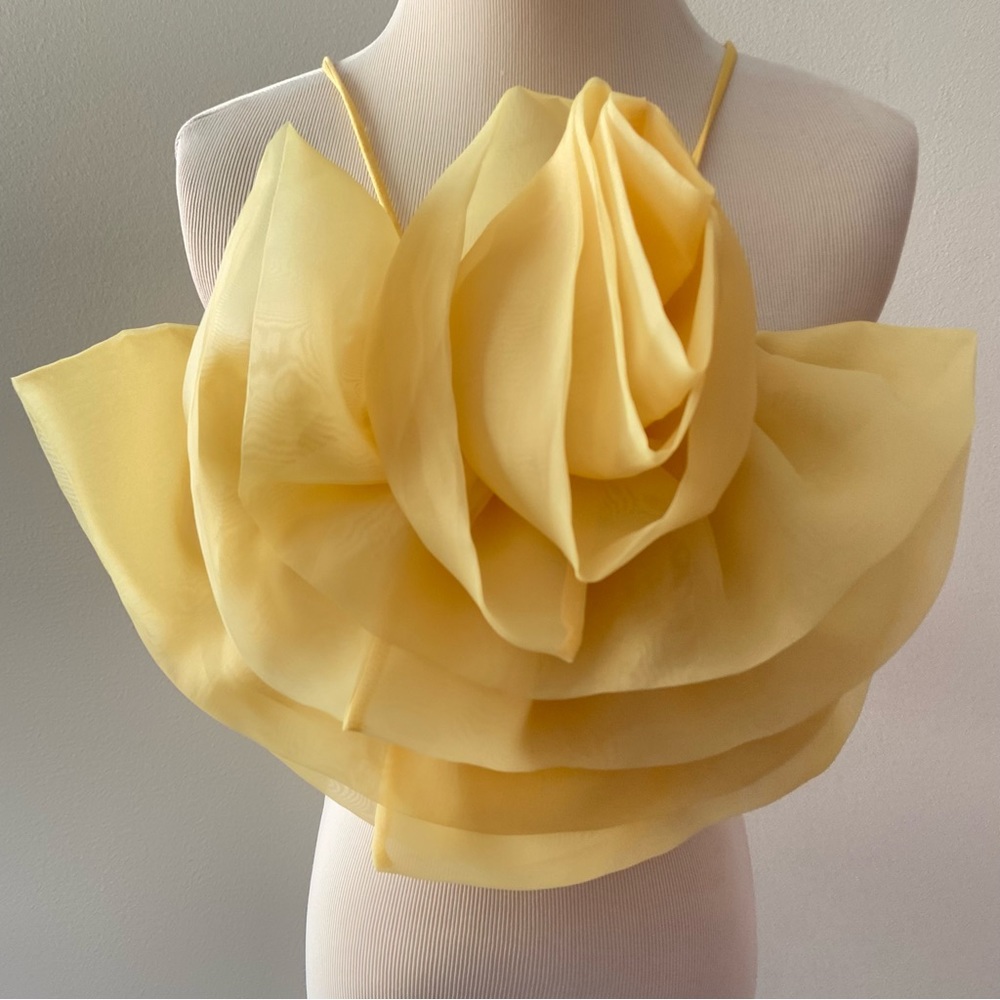 Zara Yellow Ruffled Halter Top - Picture 2 of 3